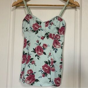 Aritzia Talula Green Bustier Floral Tank/Camisole Top Size S